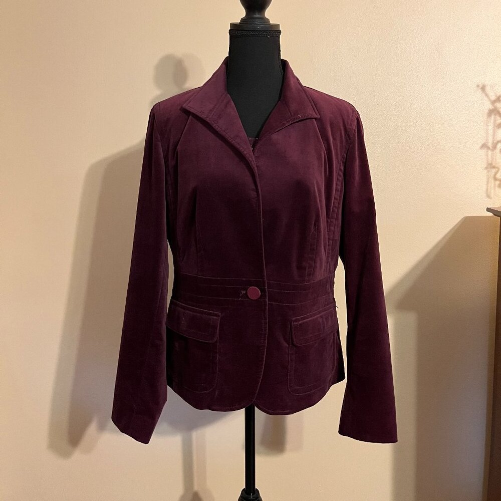 Talbots Maroon Corduroy Single Button Blazer with Matching Sequin Tank Top Set
